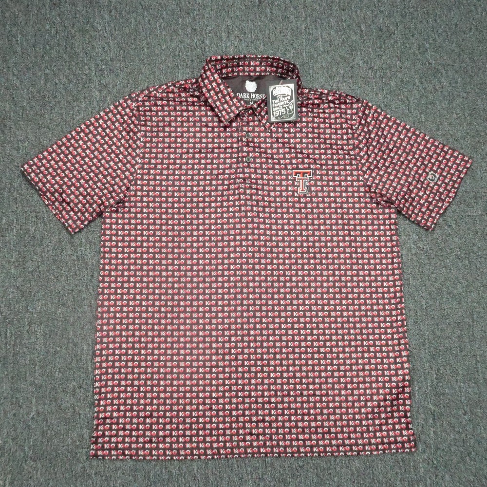 Texas Tech Red Raiders Shirt Mens Medium Red Dark Horse Short Sleeve Polo NWT